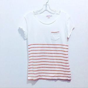 JW Style Women’s White & Orange Striped Tee